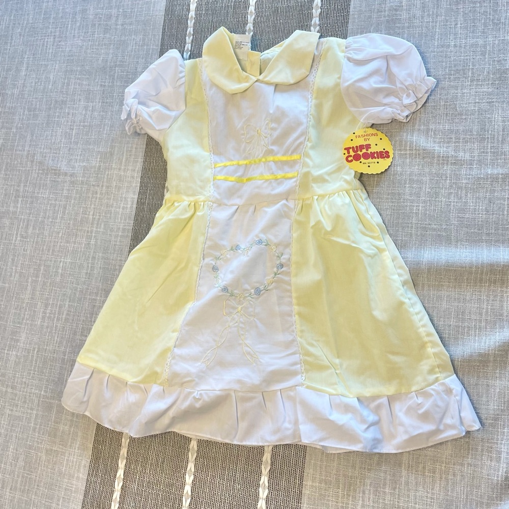Tuff Cookie Yellow and White Vintage Kids Dress
